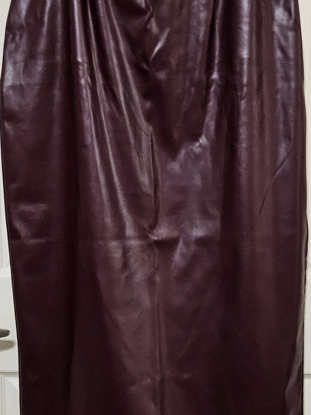 NWT Ashley Stewart Faux Leather Slit Maxi Skirt Burgundy